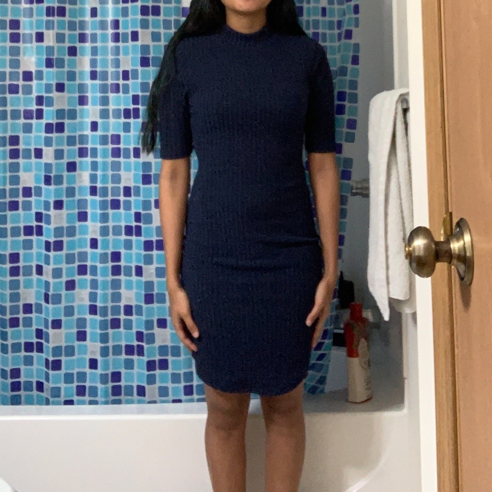 Navy Ribbed tight dress